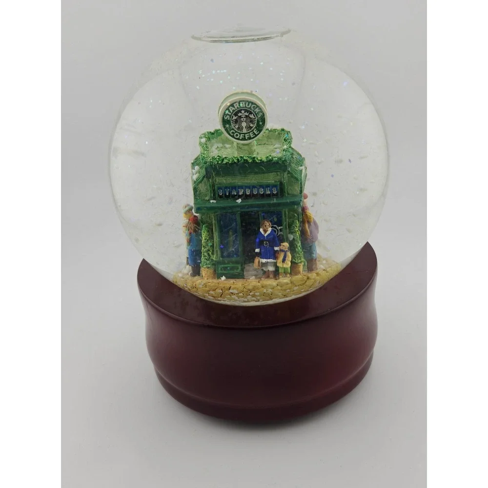 VTG Starbucks Snow Globe Music Box Pike Place First Store 1999 Christmas Limited